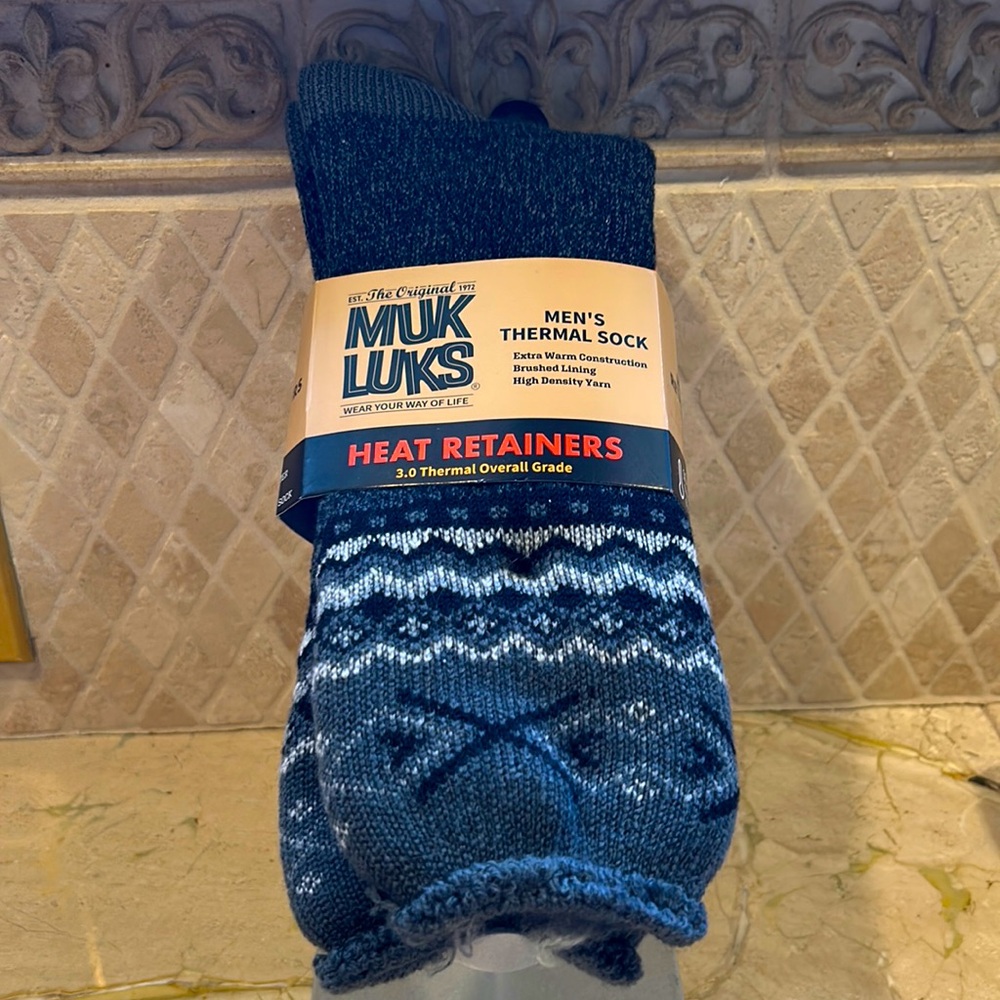NWT Men’s Muk Luks Men’s Thermal Heat Retaining Socks OS